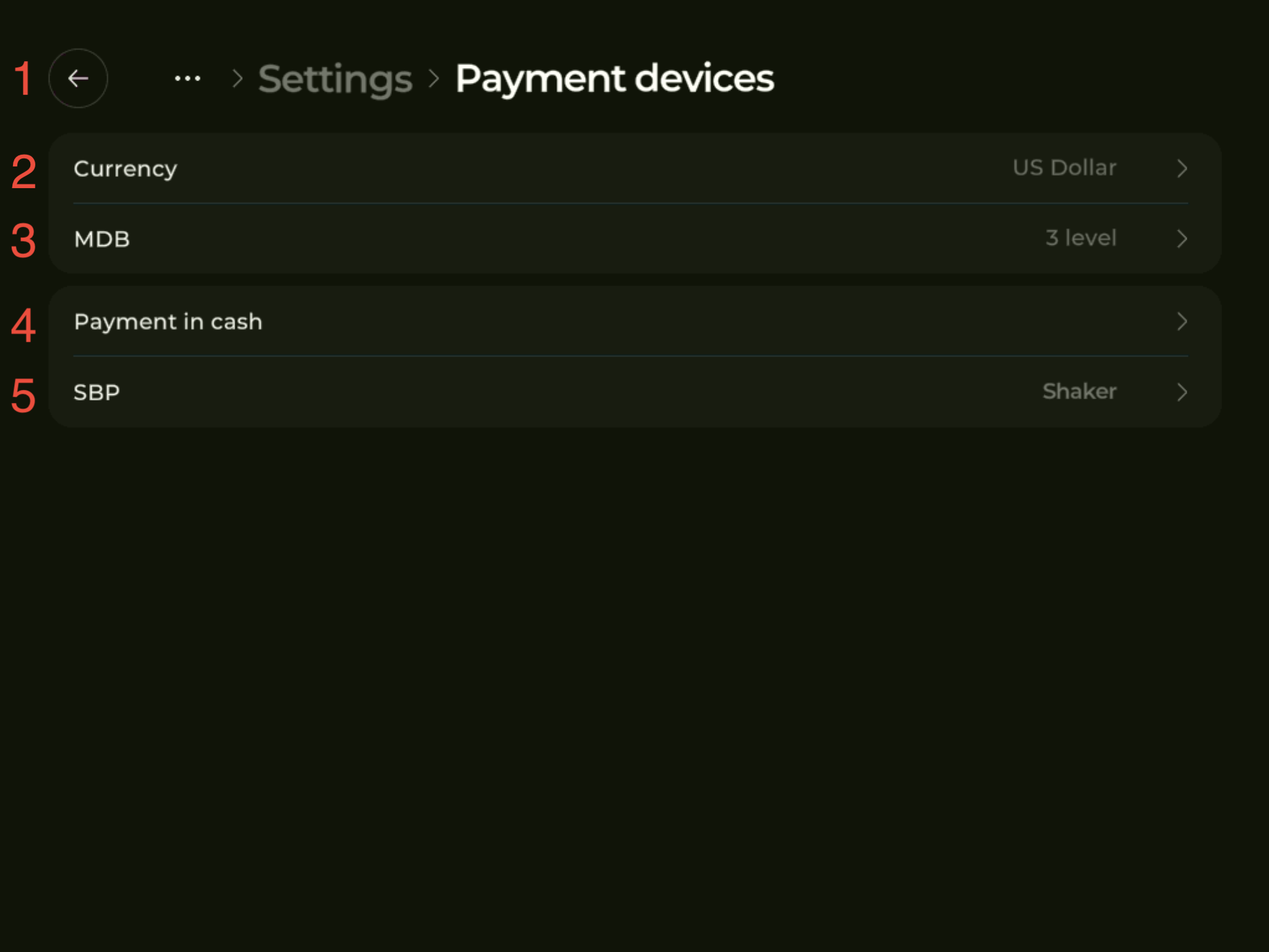 Payment devices on Milkshaker S